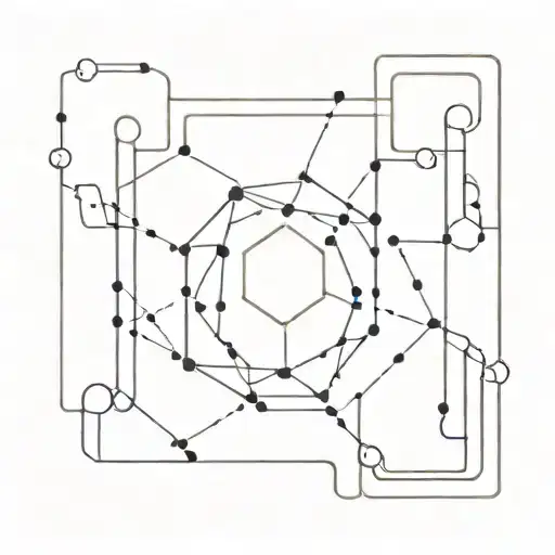 A minimalist and abstract representation of a digital lock being hacked, with a series of interconnected lines and nodes symbolizing the process of breaking through cyber defenses. tattoo design idea