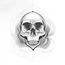 Skull without jaw with a 45 degree angle looking left tattoo design idea
