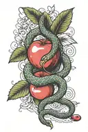 Snake, Apple, Garden Eden apple tree tattoo design idea