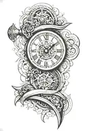 double edge sword turned into a clock face tattoo design idea