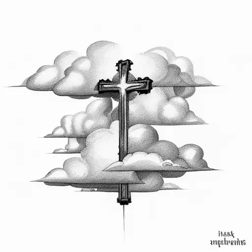 clouds around a cross tattoo design idea