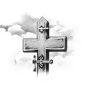 clouds around a cross tattoo design idea