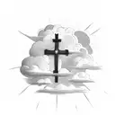 clouds around a cross tattoo design idea