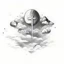 spaced clouds around a cross tattoo design idea