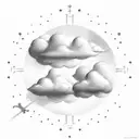 spaced clouds around a cross tattoo design idea