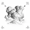 spaced clouds around a cross tattoo design idea
