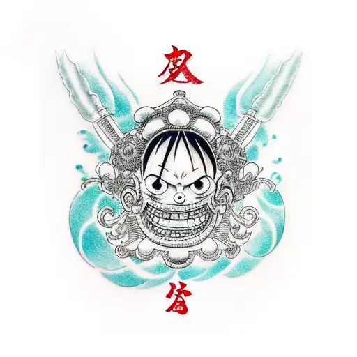 Luffy and Nordic tattoo design idea
