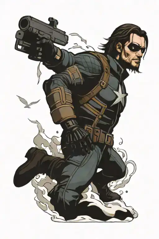 winter soldier tarrot card tattoo design idea