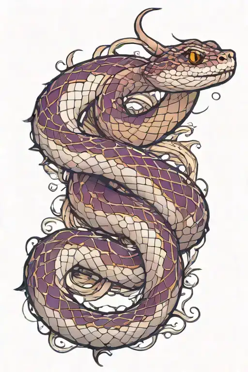 white and purple snake tattoo design idea