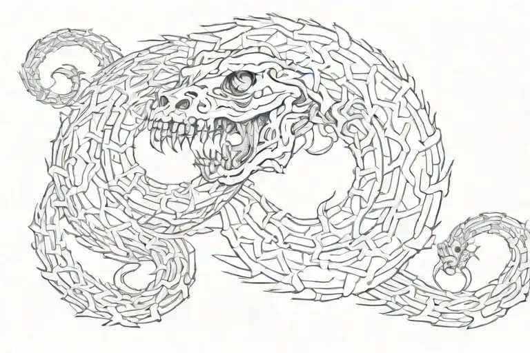 Ouroboros skeleton tattoo design idea