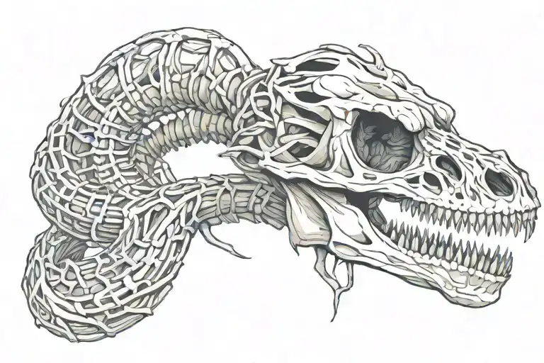 snake skeleton on neck tattoo design idea