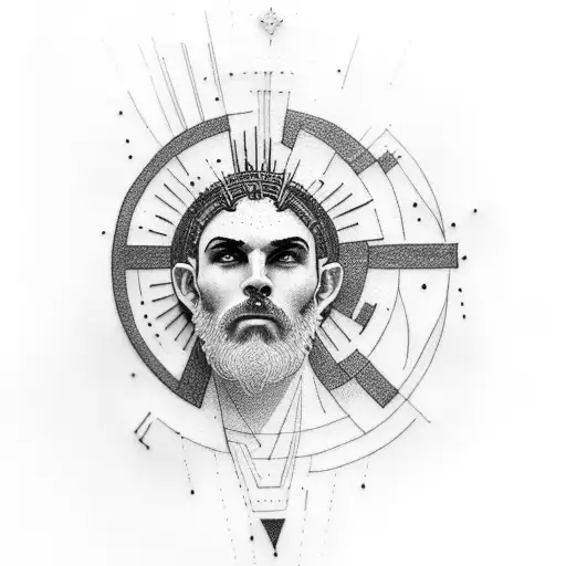 greek prometheus helios travel minimalistic tattoo design idea