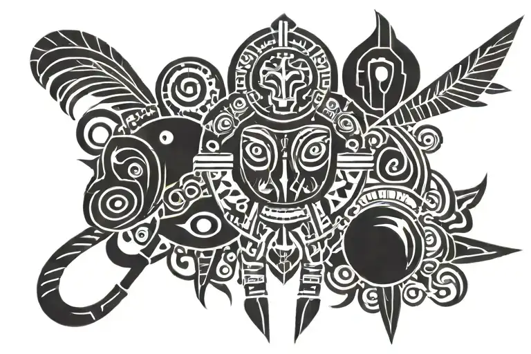 Dominican Taino, Egyptian Mythology tribal Back and trap tattoo  tattoo design idea