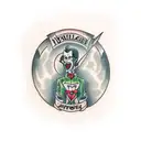 Vampire holding garlic tattoo design idea