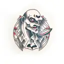 Vampire holding garlic tattoo design idea