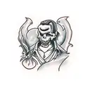 Vampire holding garlic tattoo design idea