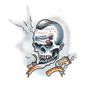 Vampire with garlic tattoo design idea