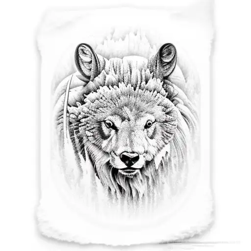 Outdoor, Yellowstone, Wood, black and white, ocean waves, wildlife  tattoo design idea