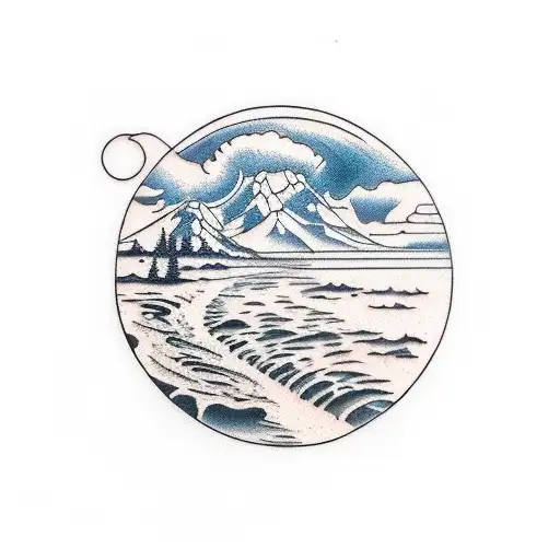 Outdoor, Yellowstone, Wood, black and white, ocean waves, wildlife  tattoo design idea