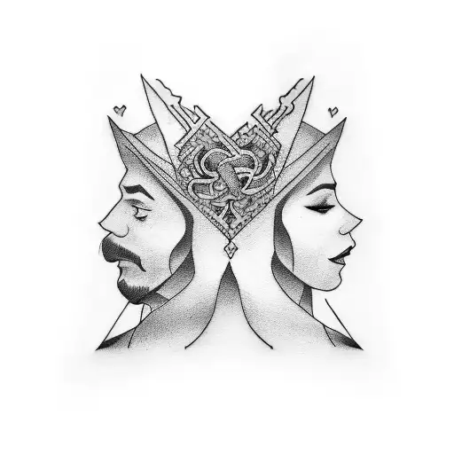 brother and sister tattoo to unite them forever to be together at all times. shows 2 opposite character types. displays  tattoo design idea