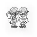 brother and sister tattoo to unite them forever to be together at all times. shows 2 opposite character types. displays  tattoo design idea