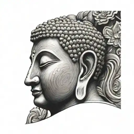 budha head profile holding tattoo design idea