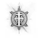 Christian Cross with something to do with fishing tattoo design idea