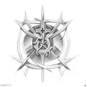 Christian Cross with something to do with fishing tattoo design idea