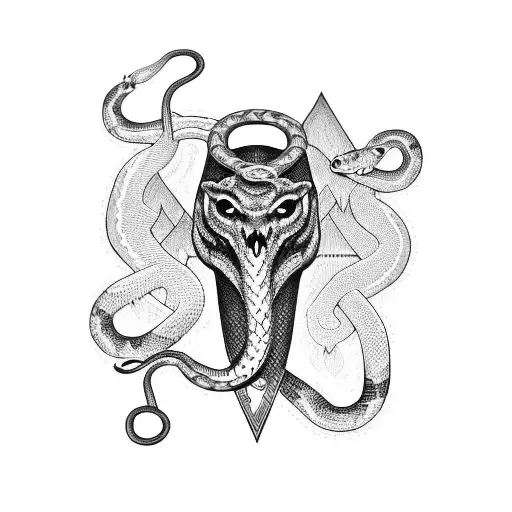 an axe with a snake  tattoo design idea