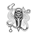 an axe with a snake  tattoo design idea