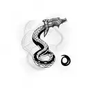 an axe with a snake  tattoo design idea