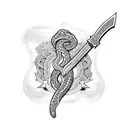 an axe with a snake  tattoo design idea