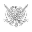 an axe with a snake  tattoo design idea