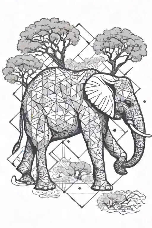 african elephant and jacaranda tree tattoo design idea
