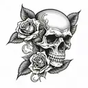 Skull, roses, and diamond tattoo design idea
