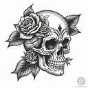 Skull, roses, and diamond tattoo design idea