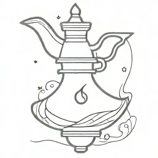 genie lamp and space themed tattoo tattoo design idea