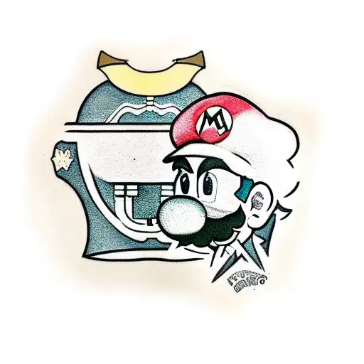 mario bros comiendo tattoo design idea