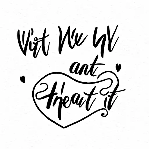 Rose with quote "with all my heart and soul" underneath it in script tattoo design idea