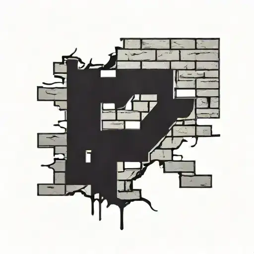 brick wall being torn skin tattoo design idea