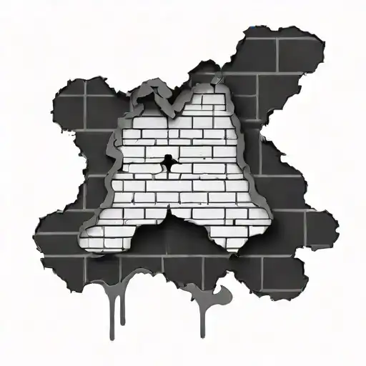 brick wall being torn tattoo design idea