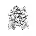 retro train and grapes tattoo design idea