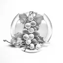 retro train and grapes tattoo design idea