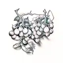 retro train and grapes tattoo design idea