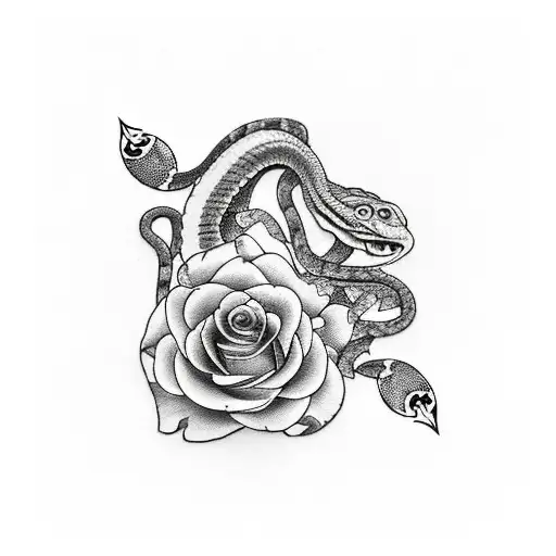 4 Aces Cards with a Snake and Roses tattoo design idea