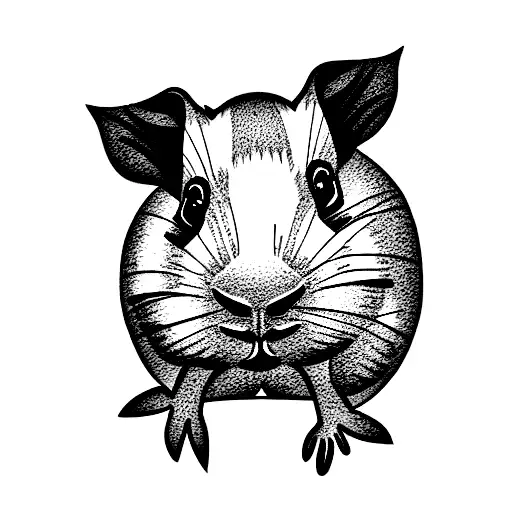  guinea pig with a flower tattoo design idea