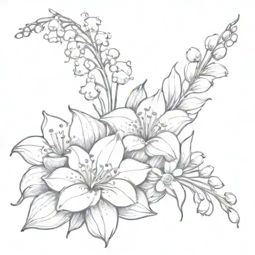 jasmine flowers and lily of the valley tattoo design idea