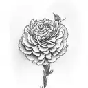 carnation and aster tattoo design idea