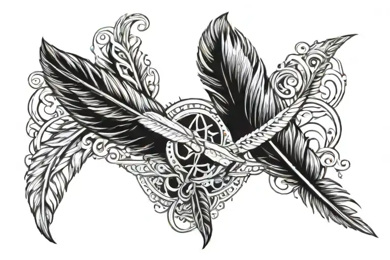 Corinthians 16:14 in Roman numerals over a perigan falcon feather  tattoo design idea