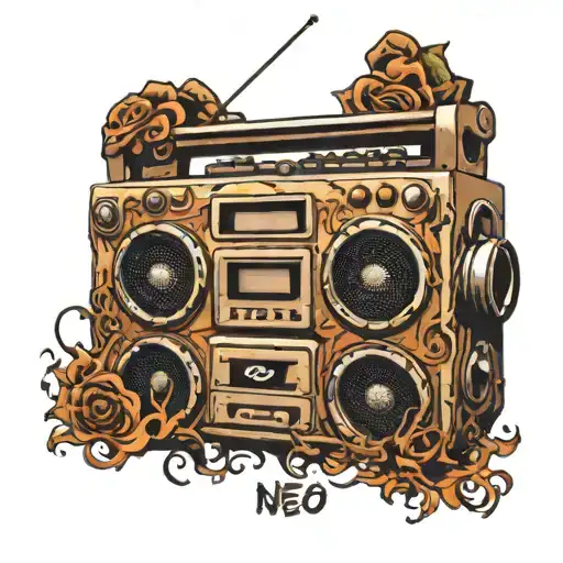 Boombox with Hip Hop written underneath saying "Oh tattoo design idea